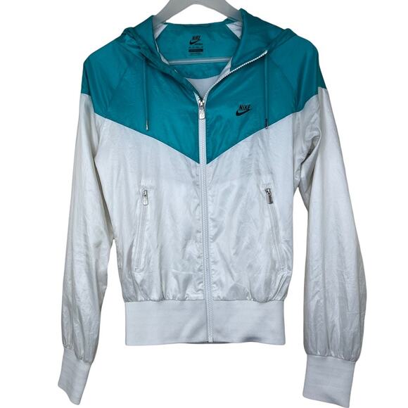 Nike Windrunner Jacket Light Windbreaker White & Turquoise Size XS - Picture 2 of 13